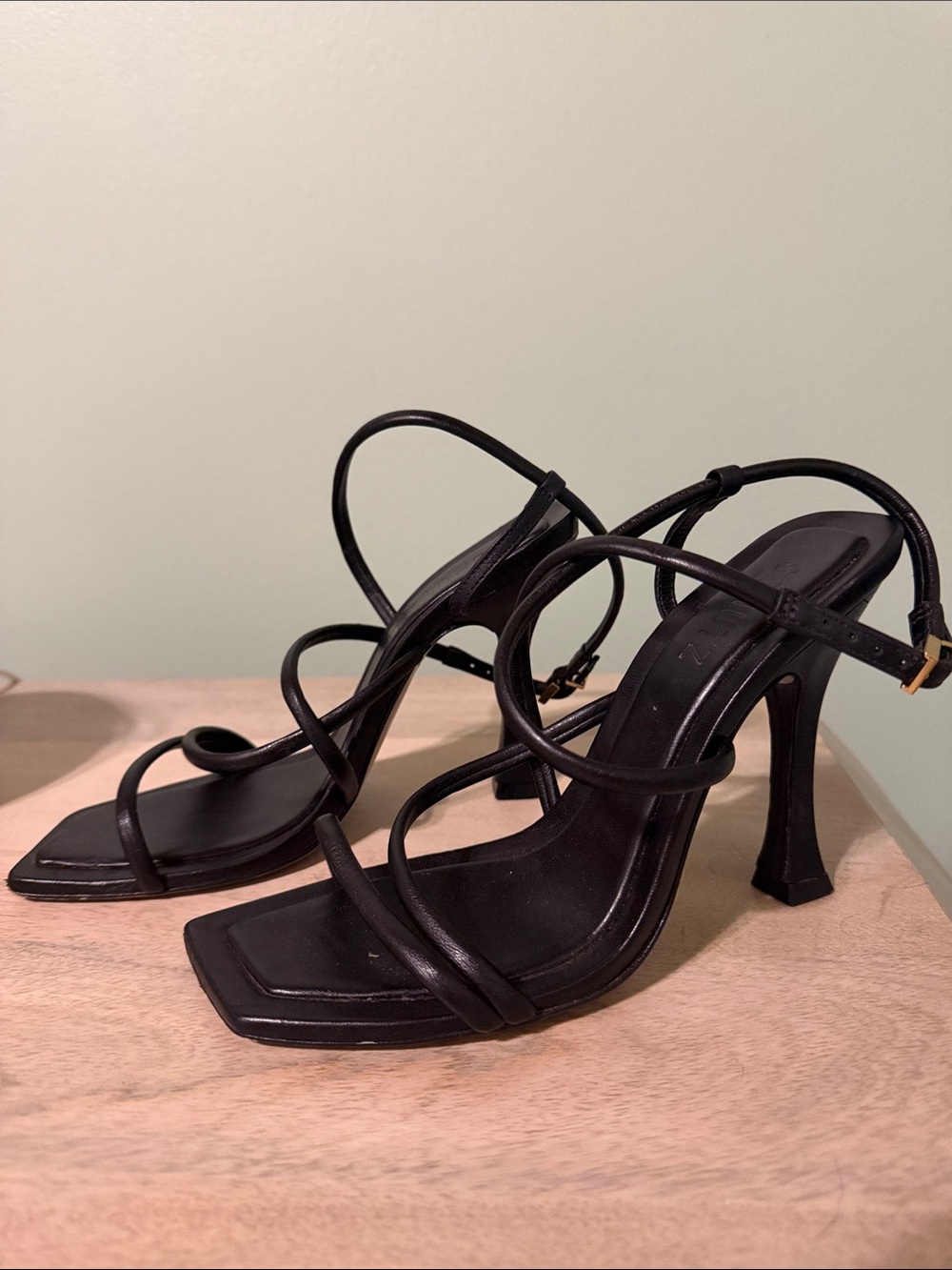 SCHUTZ Black Strappy Square-Toe Heels - Picture 2 of 3